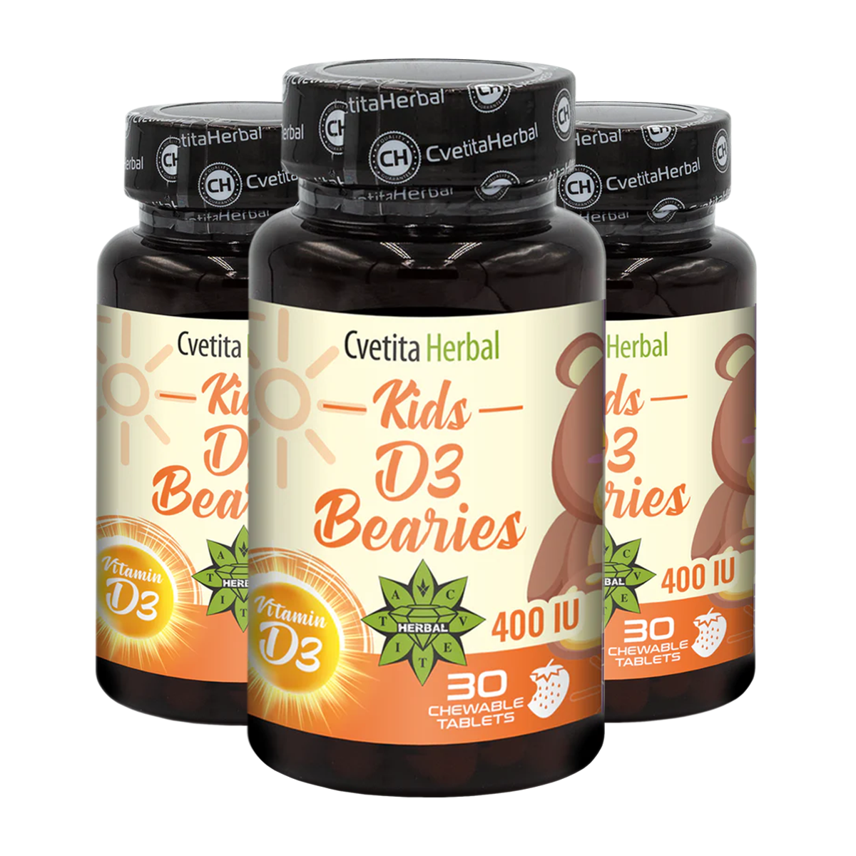 Витамини D3 за Деца - Kids D3 Bearies (30 таблетки x 600 IU)