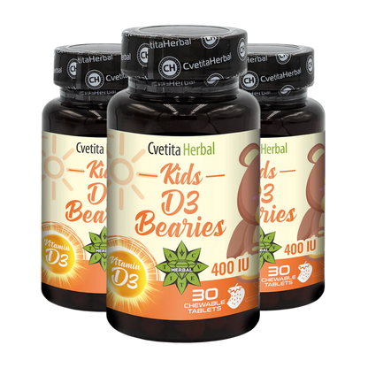 Витамини D3 за Деца - Kids D3 Bearies (30 таблетки x 600 IU)