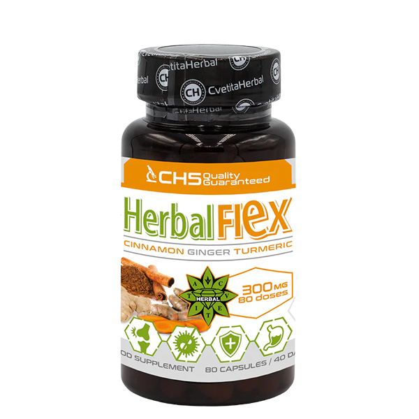 Куркума, Джинджифил, Цейлонска Канела - Хербал Флекс (80 капсули х 300mg) - Herbal Flex
