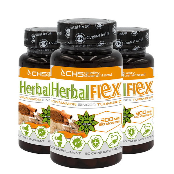 Куркума, Джинджифил, Цейлонска Канела - Хербал Флекс (80 капсули х 300mg) - Herbal Flex