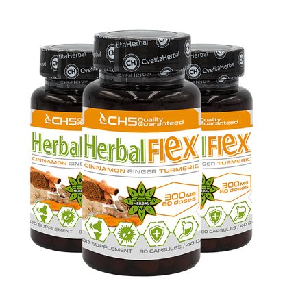 Куркума, Джинджифил, Цейлонска Канела - Хербал Флекс (80 капсули х 300mg) - Herbal Flex