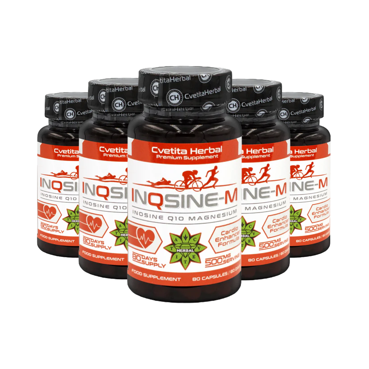Инозин, Коензим Q10, Магнезий - Вегетариански (80 капсули х 500 mg)