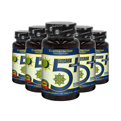 Мента, Глог, Валериана, Лайка, Маточина, B1, B6, B12 - Phase 5+ Daily (40 табл. х 515mg)