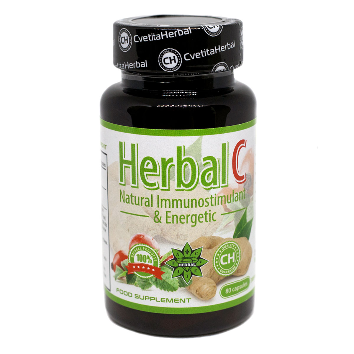Витамин Ц и Джинджифил - Herbal C (80 капсули х 300 mg)