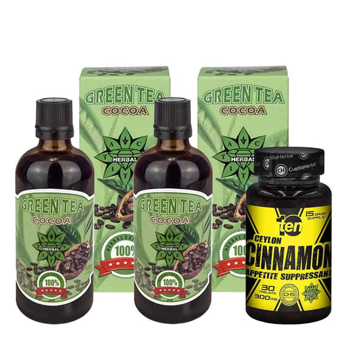 Green Tea + Cocoa - Зелен чай с какао 2 броя + Подарък Ten/10 Канела